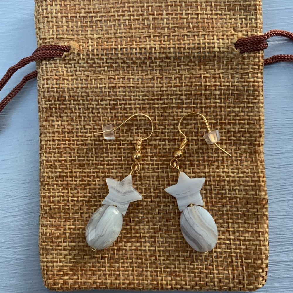 Brand New Handmade Blue Lace Agate earrings Handmade Crystal Jewelry